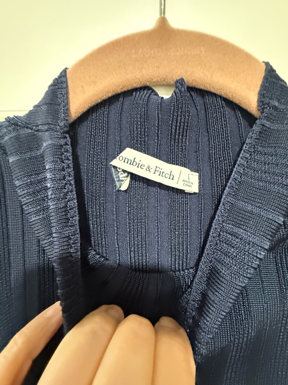 Abercrombie Ribbed Long Sleeve Navy Maxi Dress - Picture 3 of 4